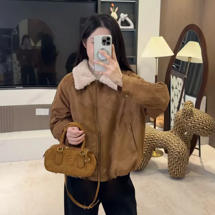 宿慕SUMU 冬季新款百搭复古翻领加棉外套11-7冬季新款棉衣9055