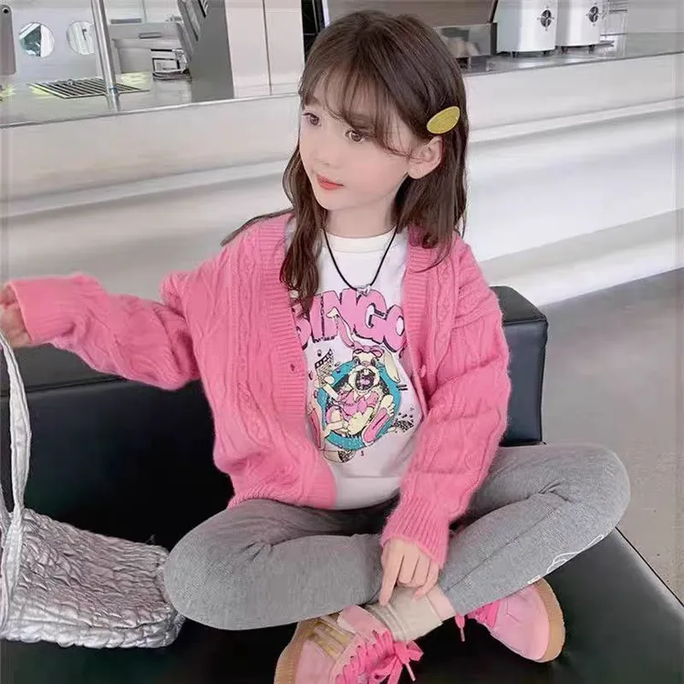 麻花开衫圆领V领韩版毛衣秋冬宝宝宽松春秋