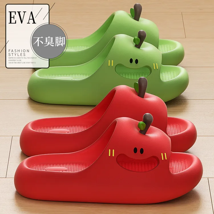 可爱卡通苹果防滑凉拖鞋女款夏季居家外穿厚底EVA透气不臭脚拖鞋
