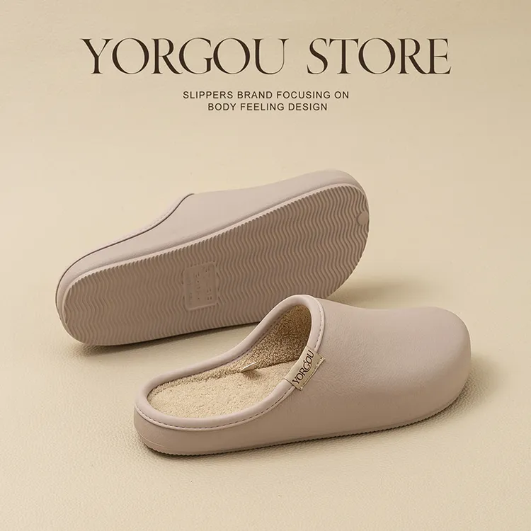 远港防水防臭壳子拖鞋女秋冬季2025新款室内保暖加绒家居棉拖鞋男