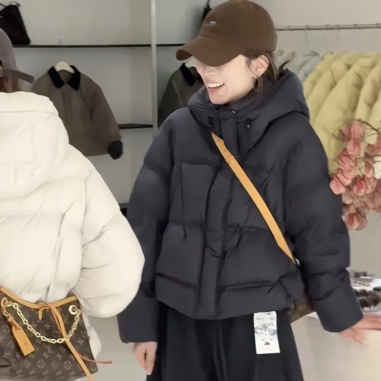 连帽短款龟背设计感羽绒服女装冬季韩系超好看保暖泡芙面包服外套