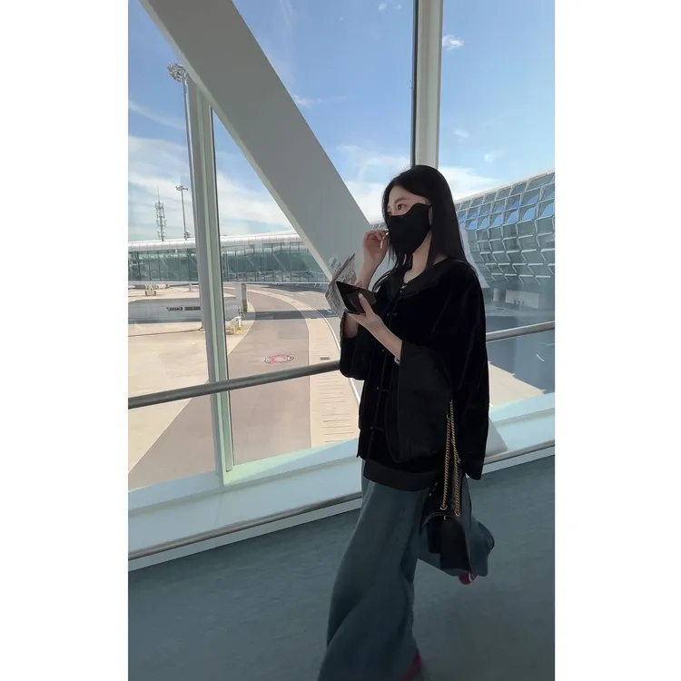 「些许风霜」桑蚕丝丝绒黑色新中式秋冬款复古宽松太太服复古显瘦