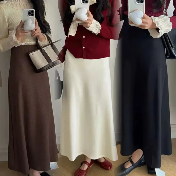 【优质款】孕妇装加绒加厚气质法式垂感无托腹A字裙长裙大摆伞裙子