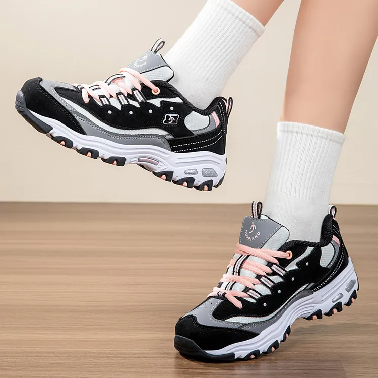 NDPRIKND耐滴运动鞋老爹鞋小粉熊女款老爹鞋女减震鞋跑鞋轻便秋冬