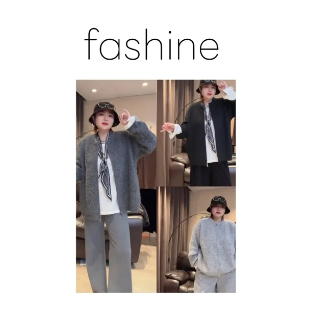 欧洲站欧货毛衣女秋季大码胖mm显瘦中长款毛衣外套（卡码拍大）