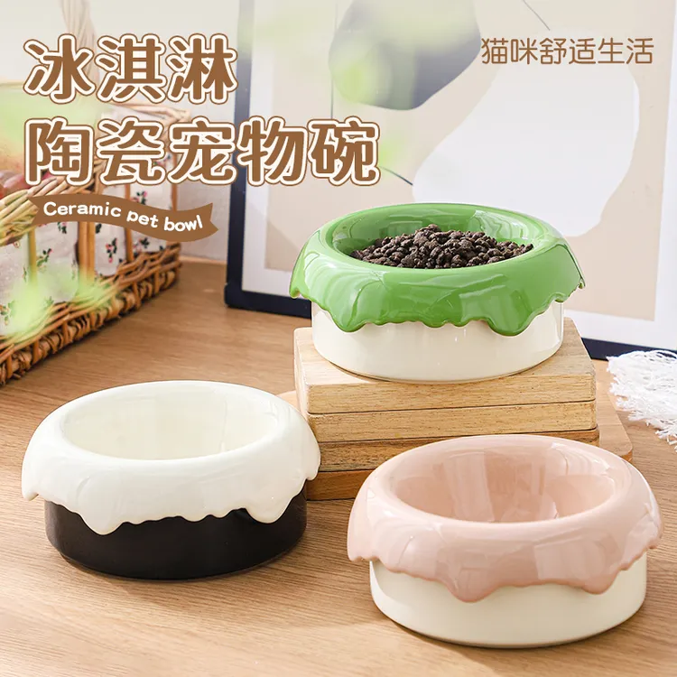 有宠星球人宠通用可爱陶瓷猫碗新款猫食盆防打翻宠物碗粮水两用