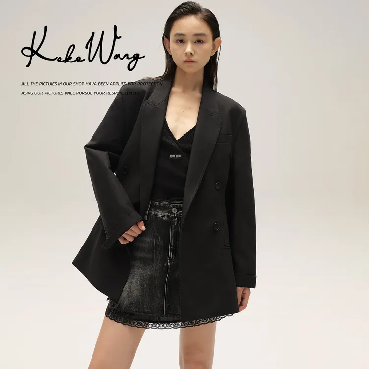 KOKO WANG新款时尚设计师通勤休闲百搭龟背西装外套N5705H02W42