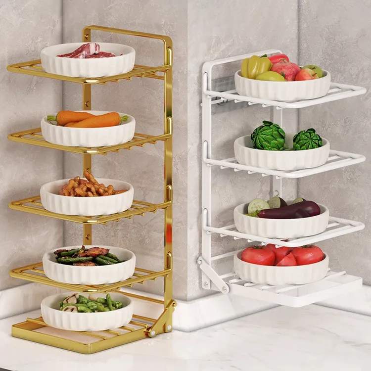 备菜架厨房可折叠置物架配菜盘碗碟收纳架多功能壁挂台面放菜架子