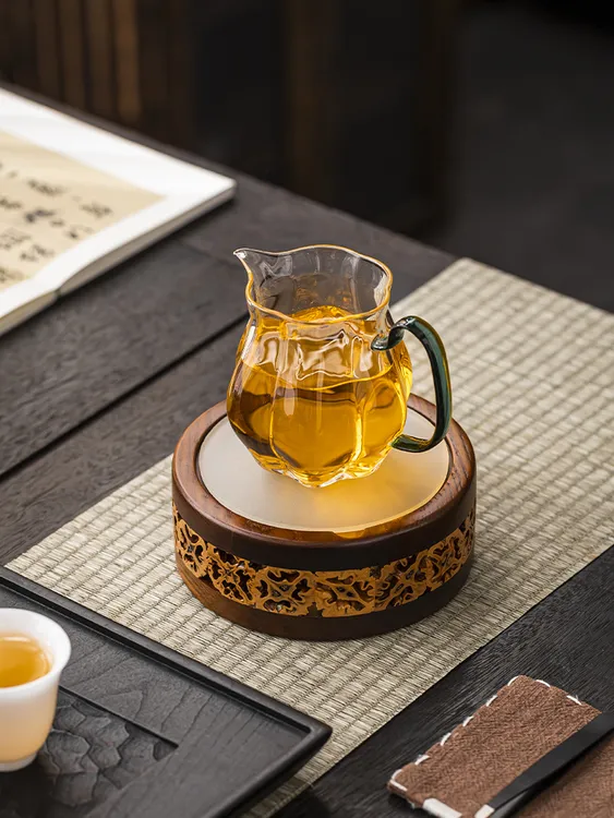 核桃温茶器纯手工干泡杯垫圆形壶垫壶承中式复古创意壶垫家用高档