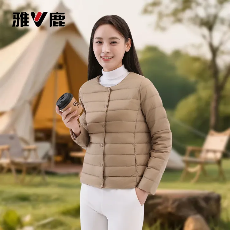 雅鹿2025轻薄内里羽绒服秋冬保暖女圆领时尚百搭轻便内胆叠穿外套
