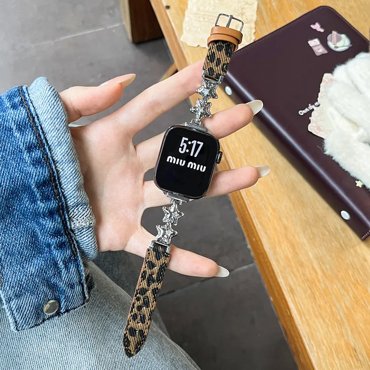 原创星星气质豹纹表带适用applewatch S11苹果手表iwatch s10秋冬