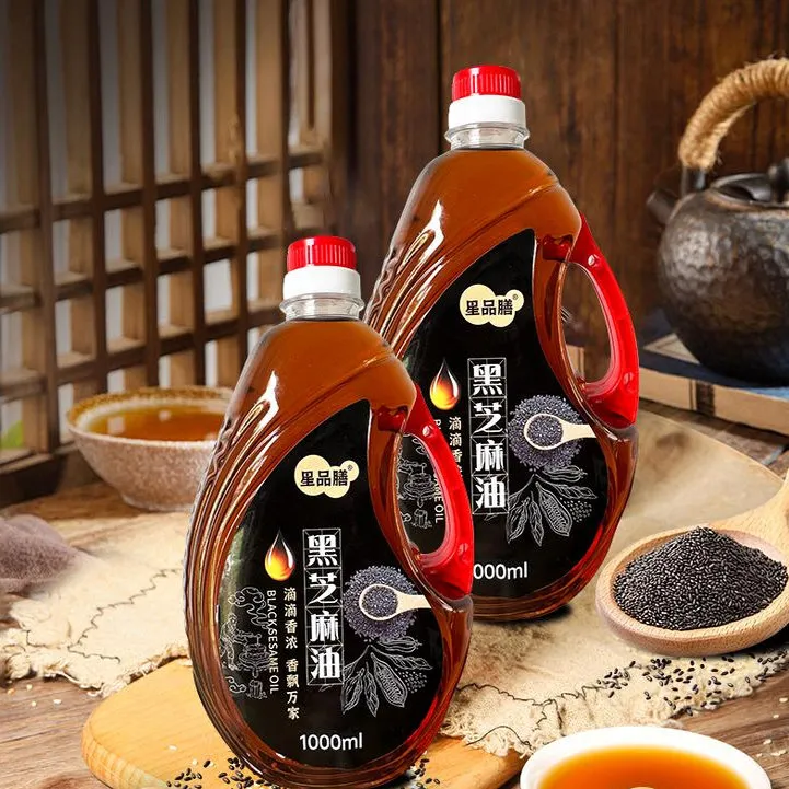 A【石磨】黑芝麻香油1000ml大桶超实惠装拌凉菜调味油