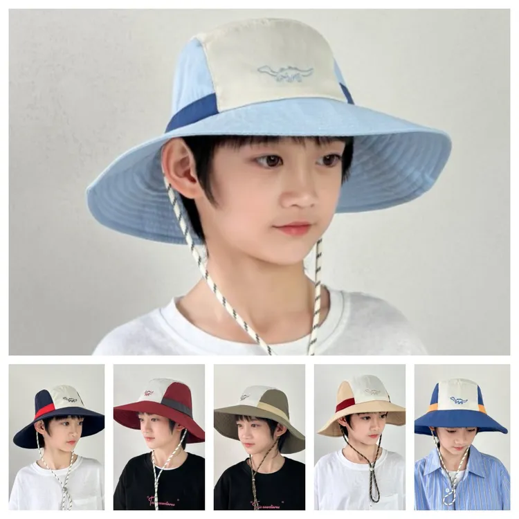 TIFICY户外儿童帽大童遮阳帽渔夫帽夏季新款防晒帽男童大帽檐太阳