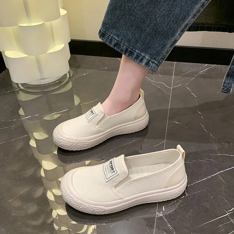 韩版时尚休闲帆布鞋女外穿2024春夏季限款百搭透气舒适软底单鞋潮
