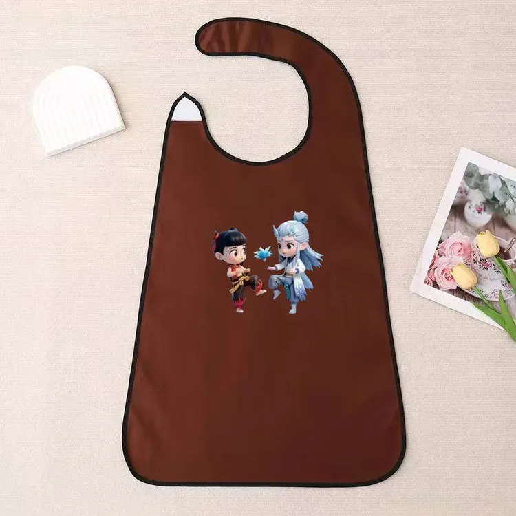 成人儿童哪吒卡通围兜吃饭饭兜防水防油防污就餐专用食堂网红围裙