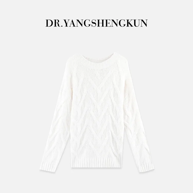 杨圣坤2025新品100%山羊绒绞花加厚套头软糯长袖针织衫S82592516