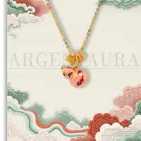 吊坠足银珐琅 玉总Lesley 银卷风Argentaura | 珐琅祥云葫芦项链