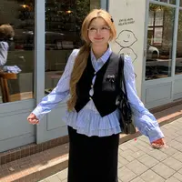 【安心推荐】 办公室outfit气质通勤三件套秋微胖大码收腰显瘦套装
