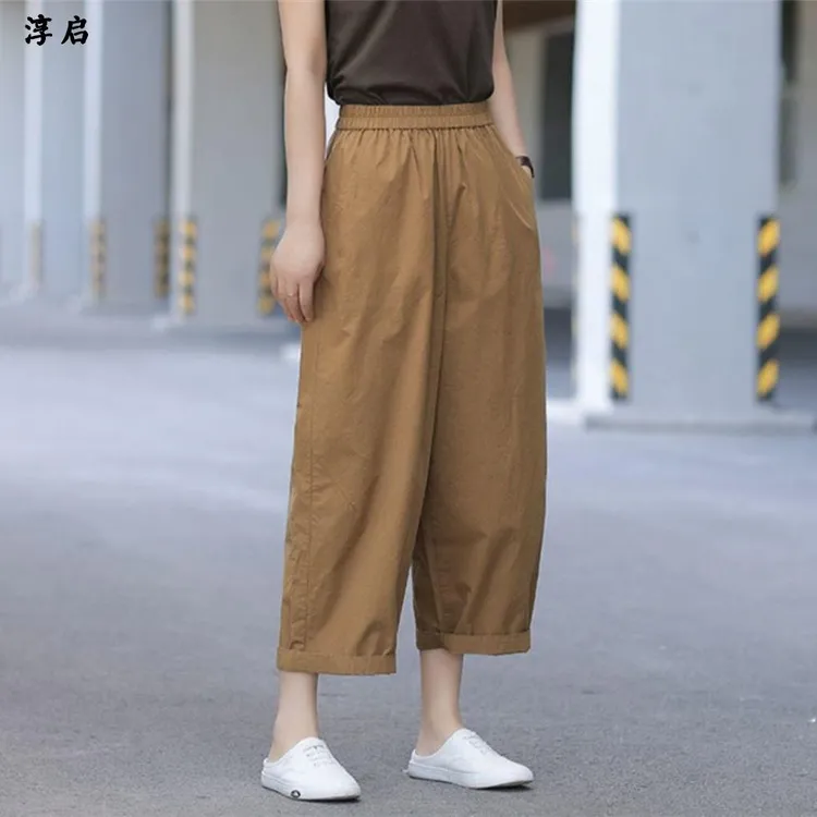 淳启时尚休闲阔腿宽松裤女装夏季薄款高级设计感复古文艺工装裤子