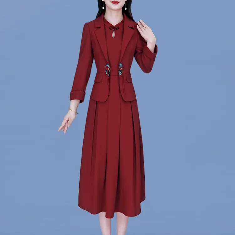 【两件套】21533梦梦春秋优雅气质时尚大气休闲收腰显瘦套裙-XZY