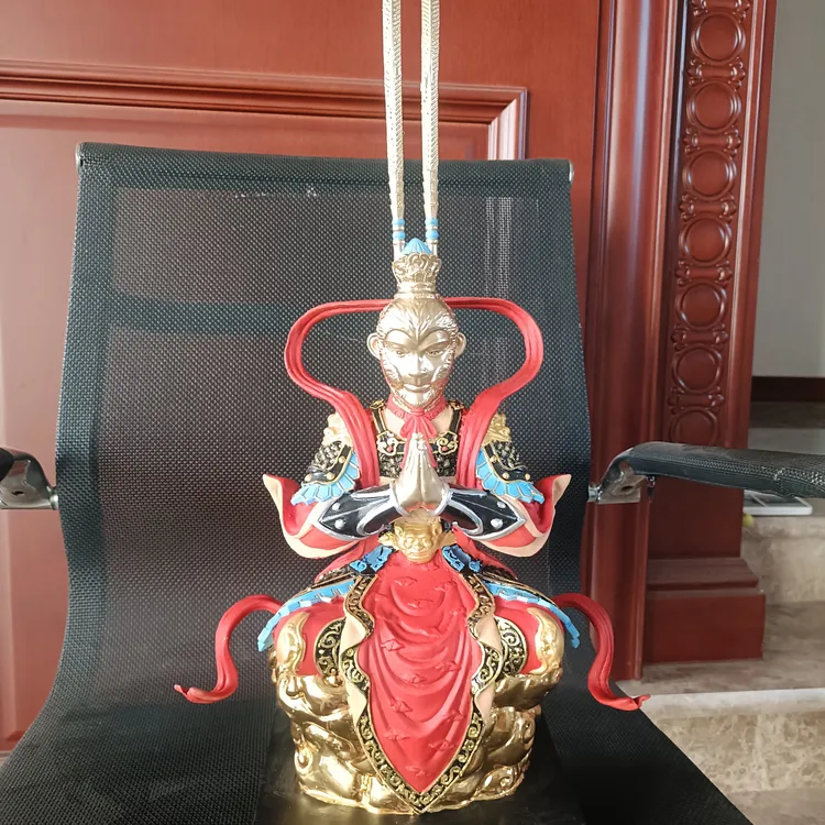 纯黄铜彩绘孙悟空齐天大圣雕塑摆件