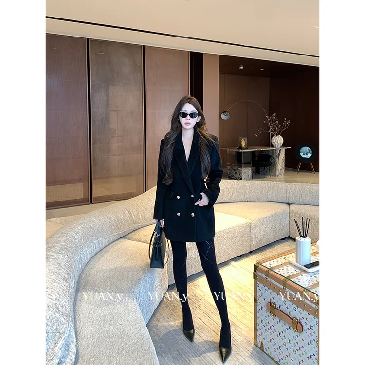 媛媛【墨雾含温】白色西装外套女2025秋冬季休闲韩系西服上衣#W0979