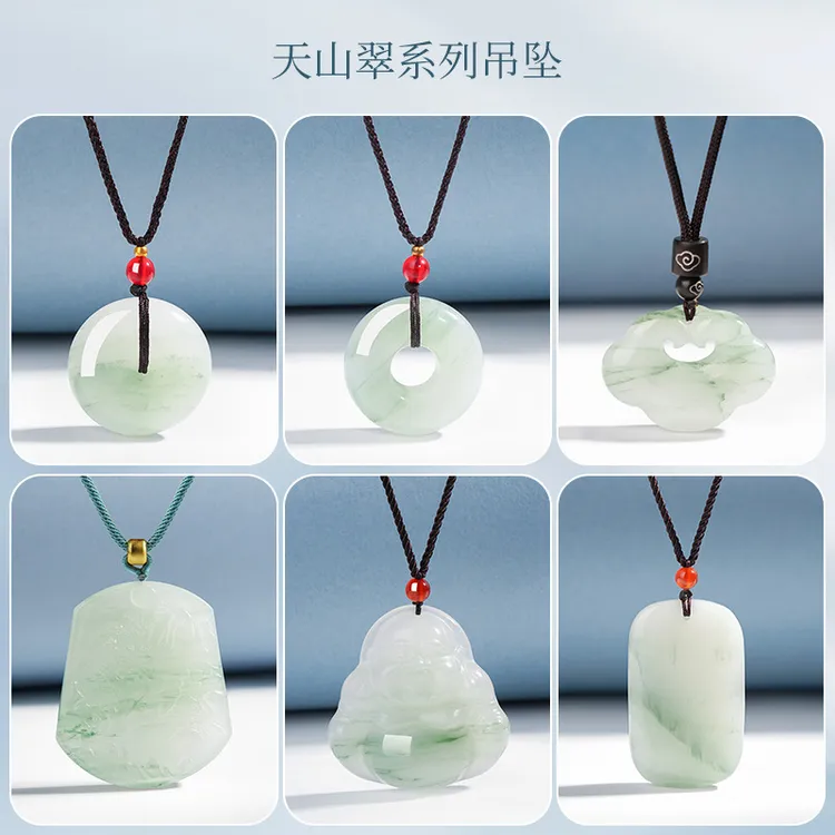 时尚天然天山翠系列无事牌吊坠佛公玉坠平安扣吊坠多样性发一