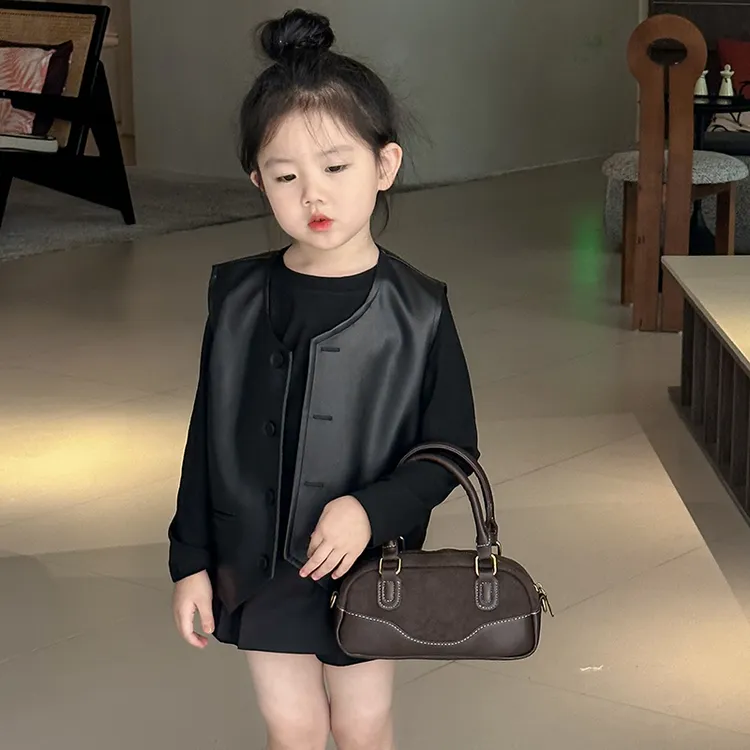 女童皮衣马甲2025秋季新款儿童洋气百搭外套秋装中大童韩版上衣潮