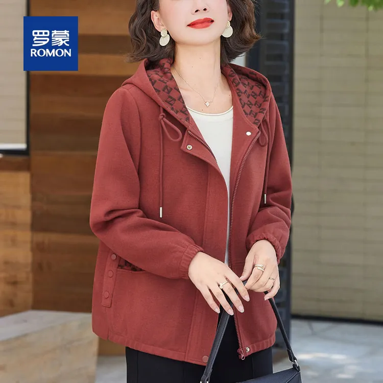 罗蒙40岁50中年妈妈秋装外套洋气上衣新款中老年女装春秋休闲卫衣