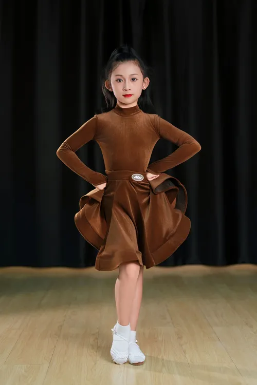 极简风女文艺拉丁演出服冬季练功服舞蹈服礼服