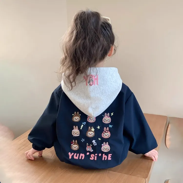 女童连帽外套秋装2025新款儿童洋气时髦上衣宝宝春秋款拉布布童装