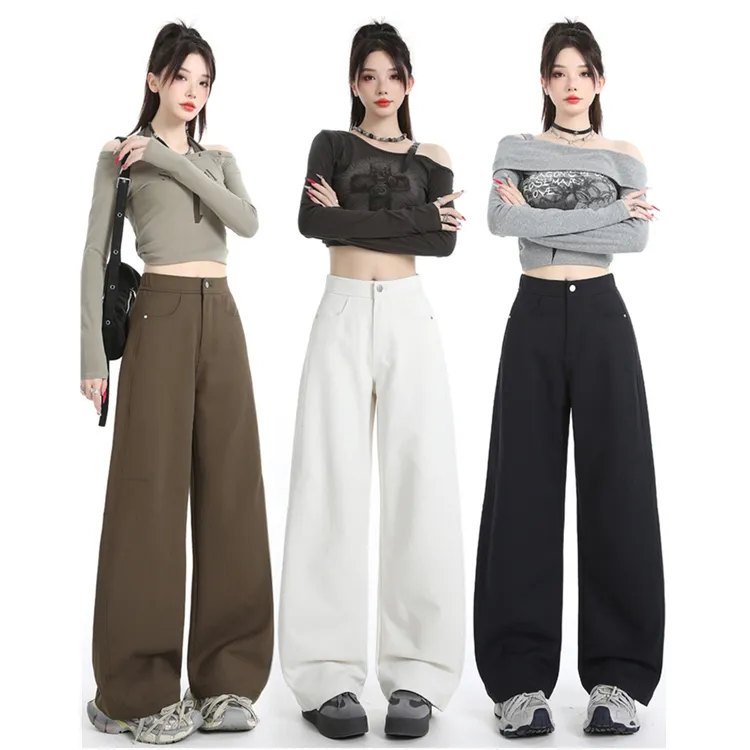 纯色窄版弯刀休闲裤女2025秋季新款设计感百搭高腰显瘦阔腿镰刀裤