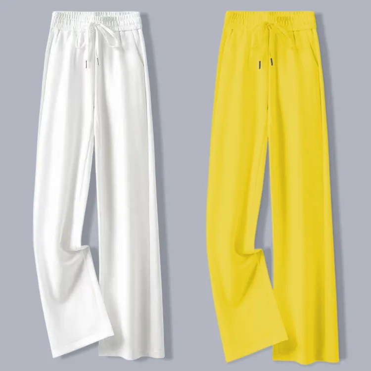 薄款黄色裤子女2025新款百搭显瘦卫裤女时尚休闲直筒阔腿裤春秋
