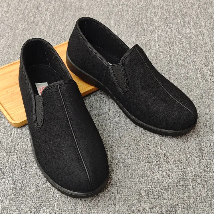 2025冬季新款加绒加厚棉鞋老北京布鞋男一脚蹬保暖二棉鞋软底耐磨