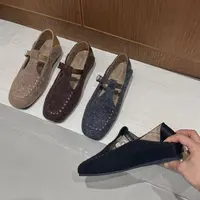 毛呢料！内增高单鞋复古灰色方头玛丽珍鞋女秋冬新款配裙子女鞋