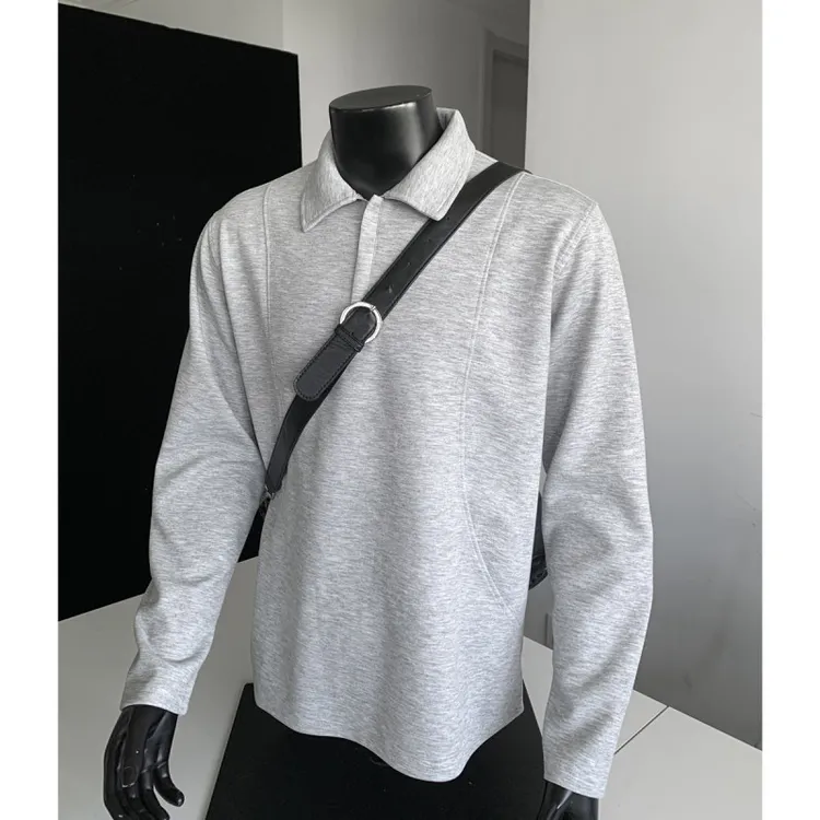 美式解构拼接半拉链卫衣男秋季潮牌重磅polo衫宽松痞帅外套男生