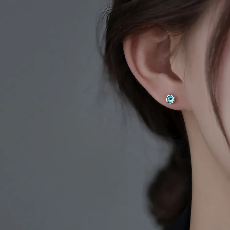 925银耳饰 925银恶魔之眼耳钉女2025新款爆款男蓝色小众耳饰配饰