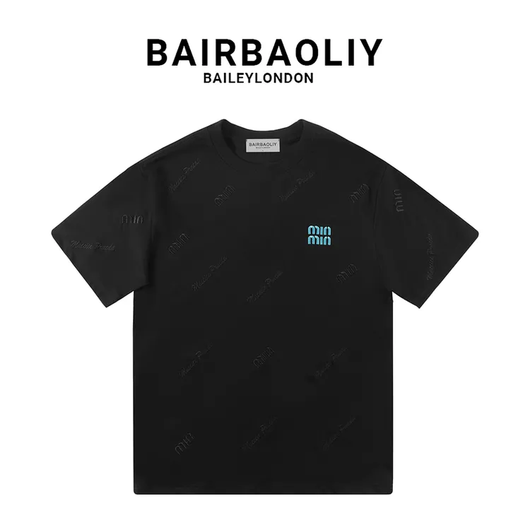 BAIRBAOLIY轻奢大牌质感刺绣字母新款2025春夏休闲潮流短袖T恤潮