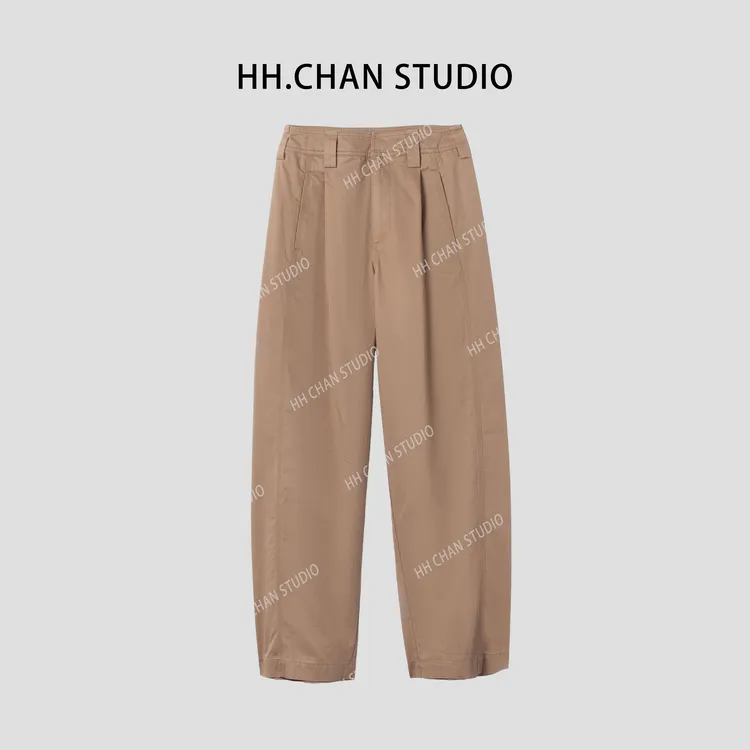 HH.CHAN“松弛卡其”100%棉卡其微弯刀松弛显瘦卡其长裤HH53S36987