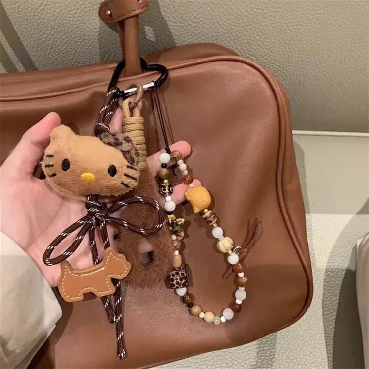 创意串珠挂件！卡通猫咪可爱包包手机链挂件挂饰钥匙扣装备挂绳