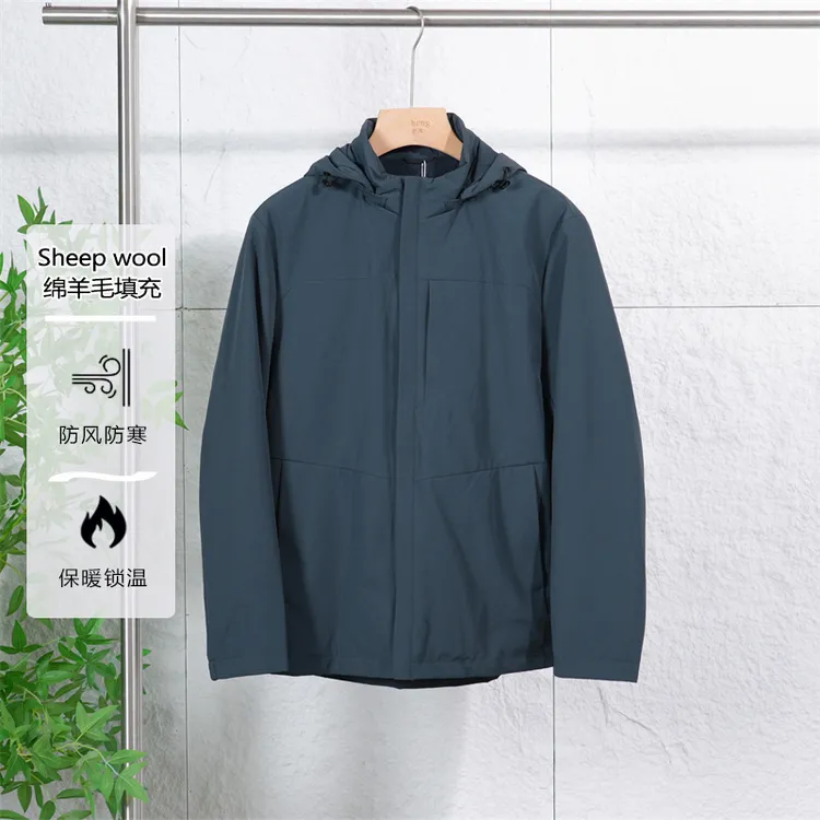 冬季剪标款可拆卸帽男士绵羊毛填充保暖棉衣外套休闲棉服4Y255