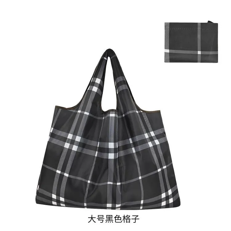 格子购物袋超市买菜防水大容量折叠环保袋便携可水洗耐脏环保布袋