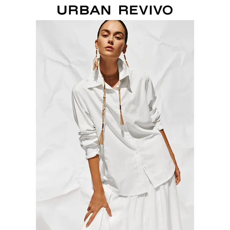 UR2025冬季新款女装简约通勤气质风长袖开襟衬衫UWB250002