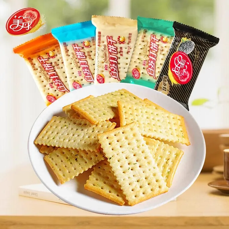 美丹苏打饼干咸味香葱味零食整箱小包装不添加蔗糖梳打白苏打饼干