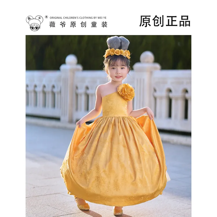 薇爷原创【兔兔礼服】卡通金色洛丽塔连衣裙女童小礼服长裙洛丽塔