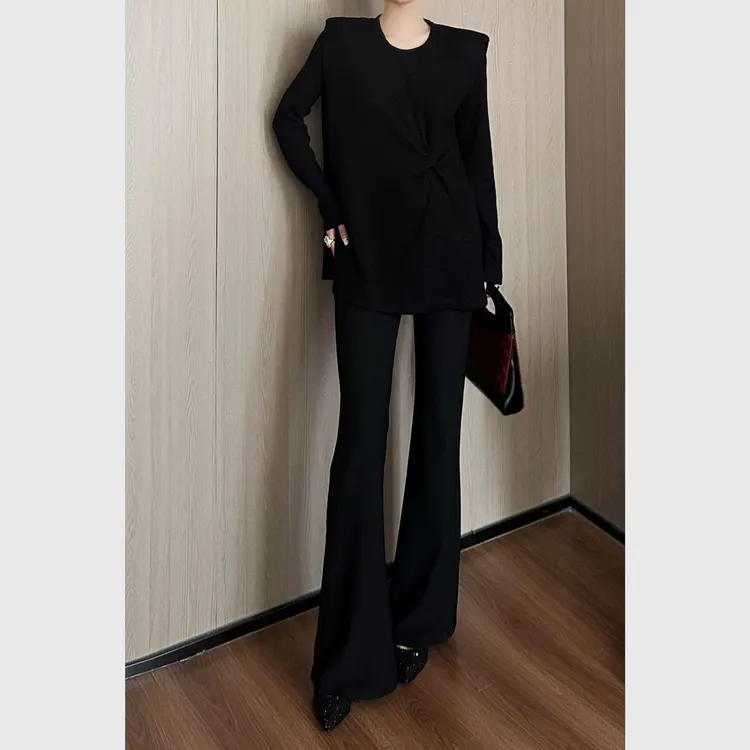 紫紫 典藏版飞肩设计气质时尚百搭宽松针织显瘦上衣 ZSJC0107