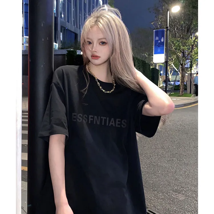 Mary Love Shopping 美式高街FG潮牌字母宽松t恤女短袖纯棉中长款