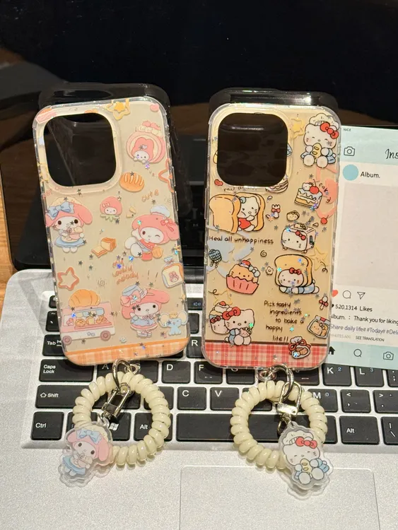 吐司KT美乐蒂吊牌电话绳适用苹果16/15/14/13全包防摔手机壳