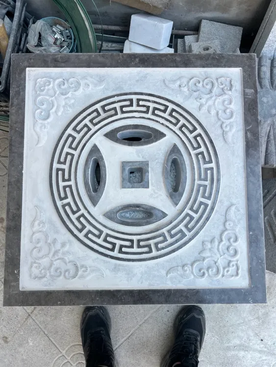 庭院下水道盖板室外水沟大理石地漏铜钱花岗岩井盖石材雨水篦子