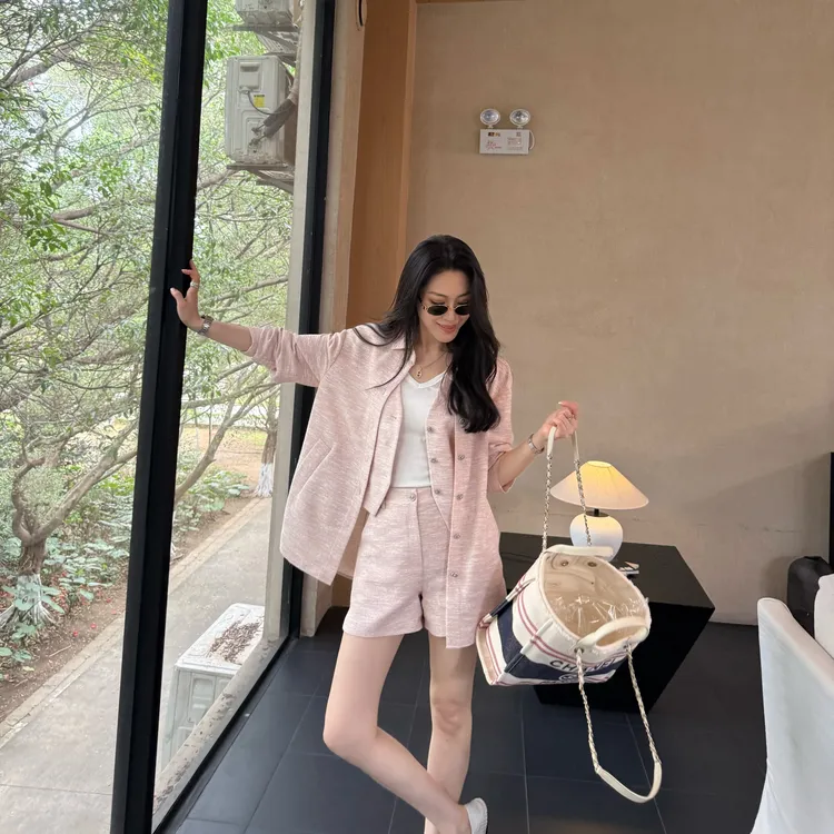 王嬛嬛MsLime25年春款“绿踪”醋酸亚麻外套短裤 HD2A0670/0671